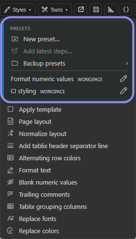 Mit Style Presets arbeiten